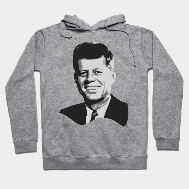 John F Kennedy Grayscale Pop Art Hoodie by Nerd_art